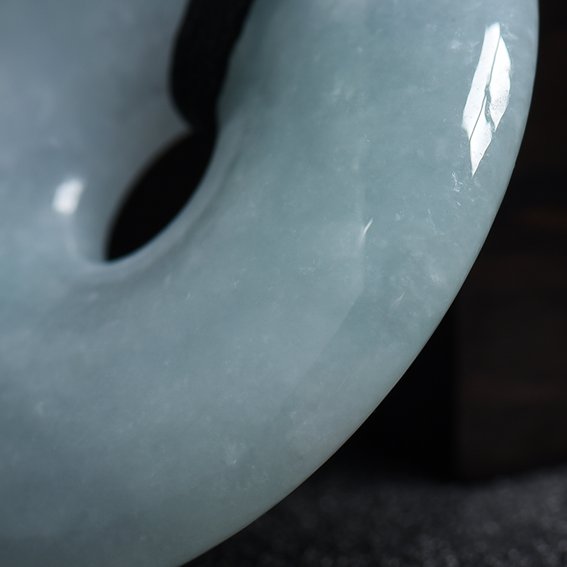 缅甸天然豆种翡翠平安扣吊坠-红掌柜