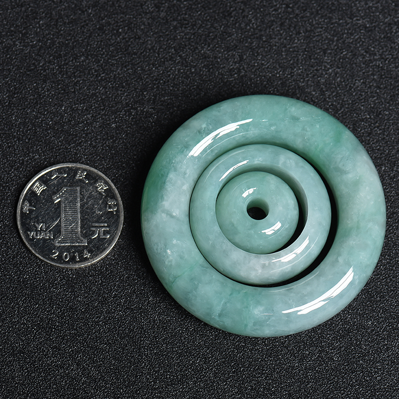 糯种苹果绿翡翠平安扣吊坠-红掌柜