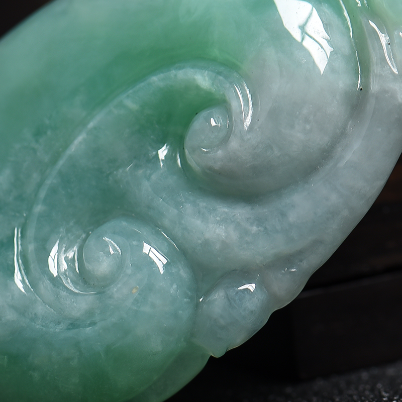 缅甸天然糯种翡翠如意吊坠-红掌柜