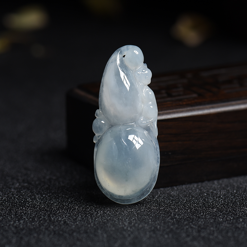 缅甸天然冰糯种翡翠福禄吊坠-红掌柜