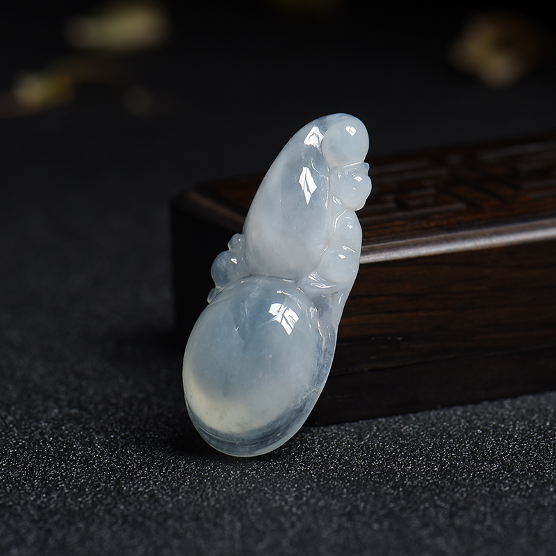 天然冰糯种翡翠福禄吊坠-红掌柜