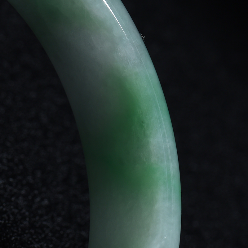 豆种翡翠手镯-红掌柜