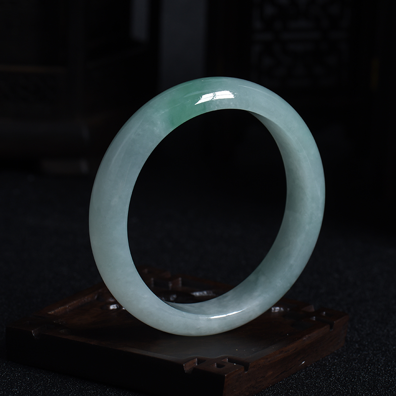 52#豆种飘翠翡翠手镯-红掌柜