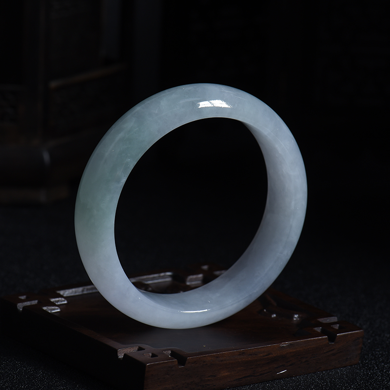 46#糯种飘花翡翠手镯-红掌柜