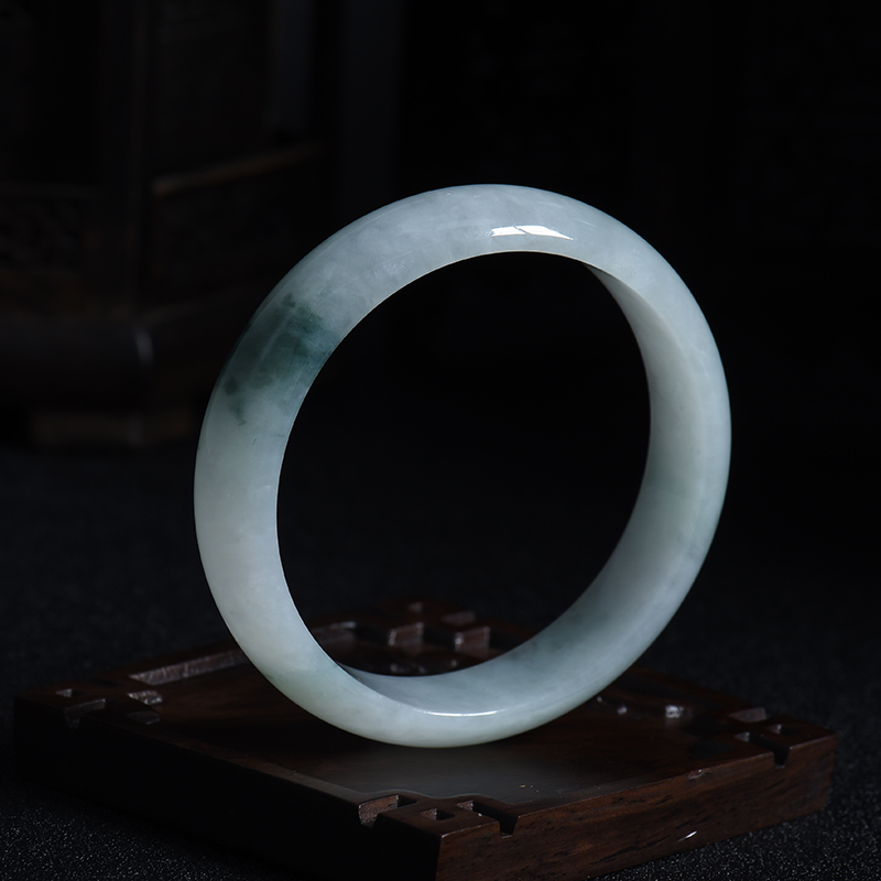 50#糯种飘花翡翠手镯-红掌柜