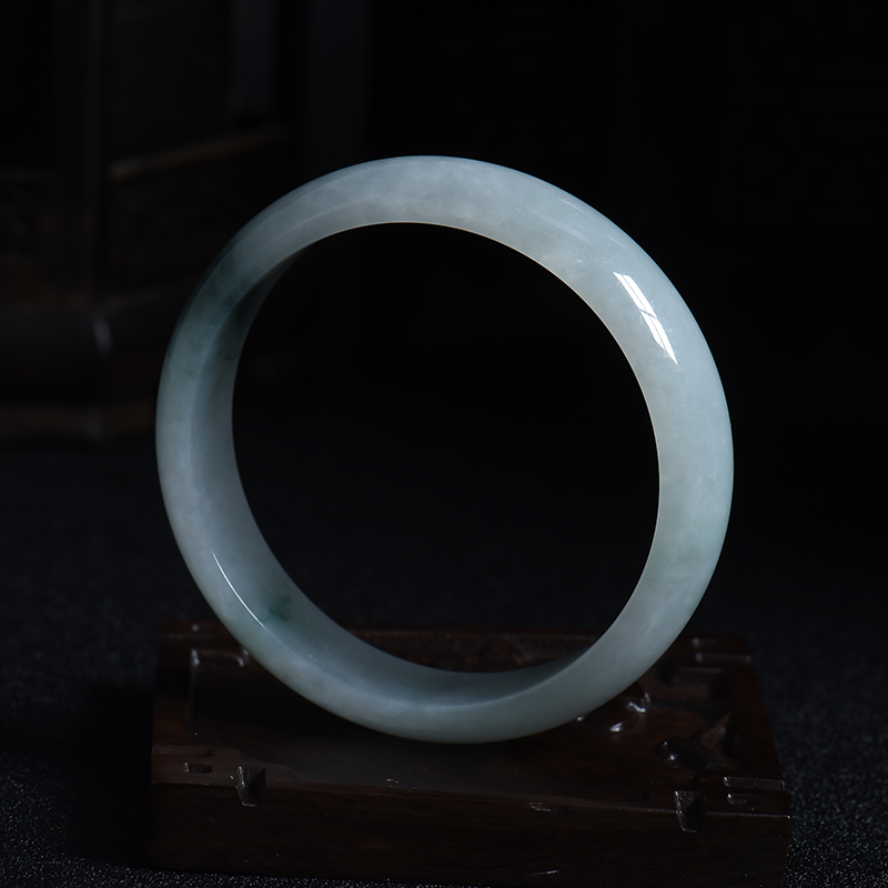 50#飘花翡翠手镯-红掌柜