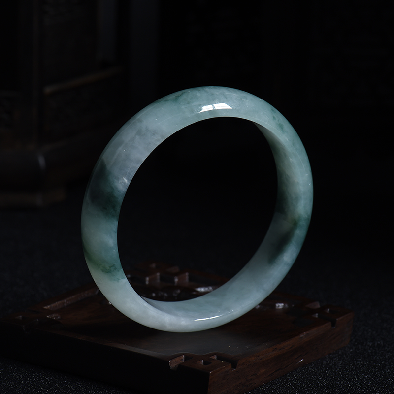 50#糯种飘花翡翠手镯-红掌柜