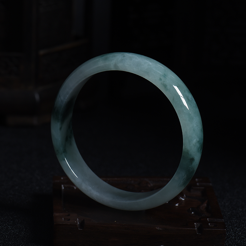 50#飘花翡翠手镯-红掌柜