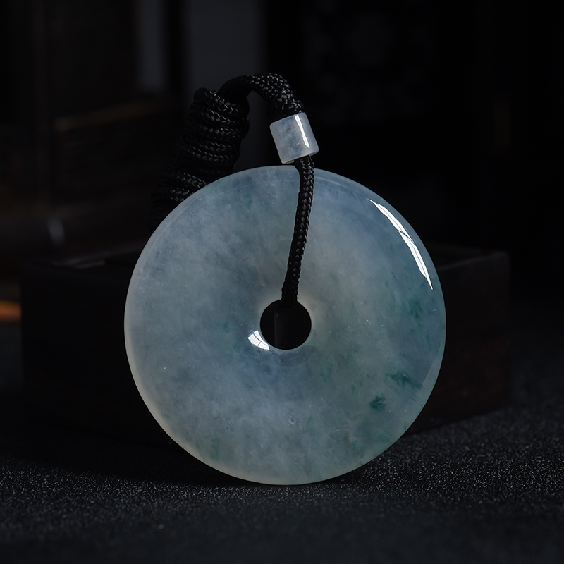 糯冰种飘花翡翠平安扣吊坠-红掌柜