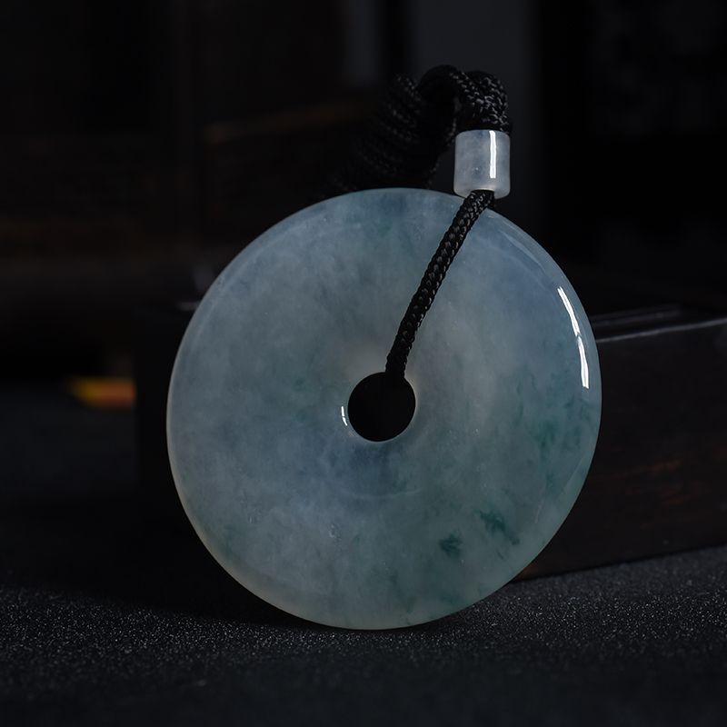 飘花翡翠平安扣吊坠-红掌柜