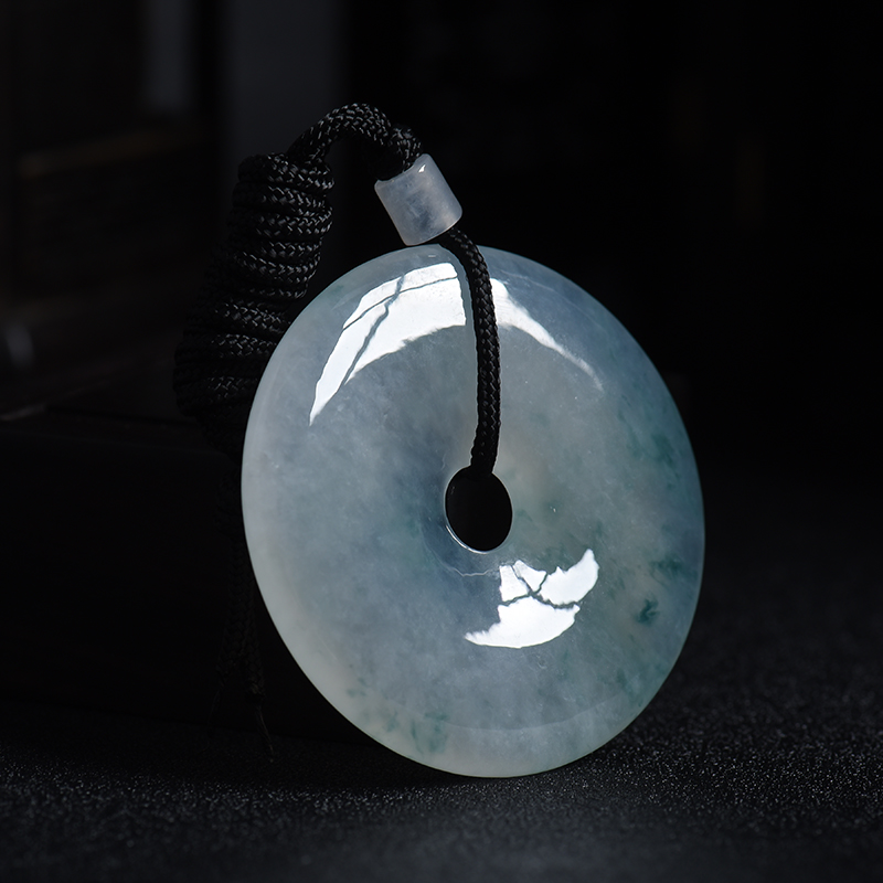 糯冰种翡翠平安扣吊坠-红掌柜