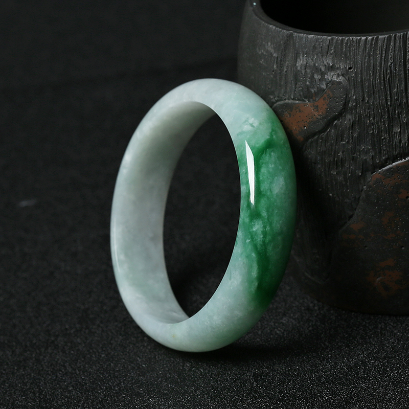 A货天然糯种飘翠翡翠手镯 - 红掌柜