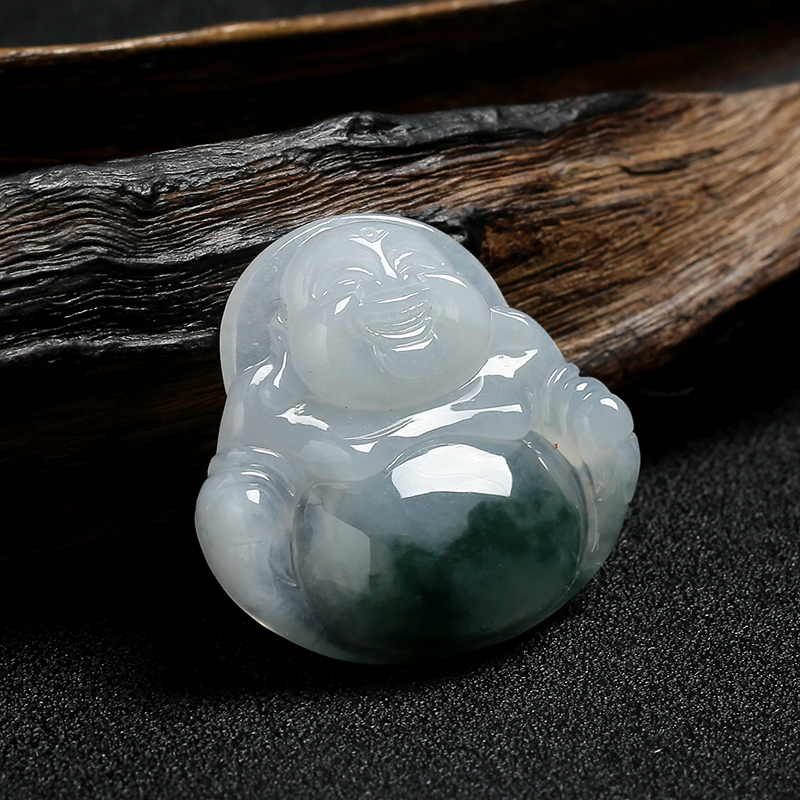 天然糯种飘花翡翠佛挂件-红掌柜