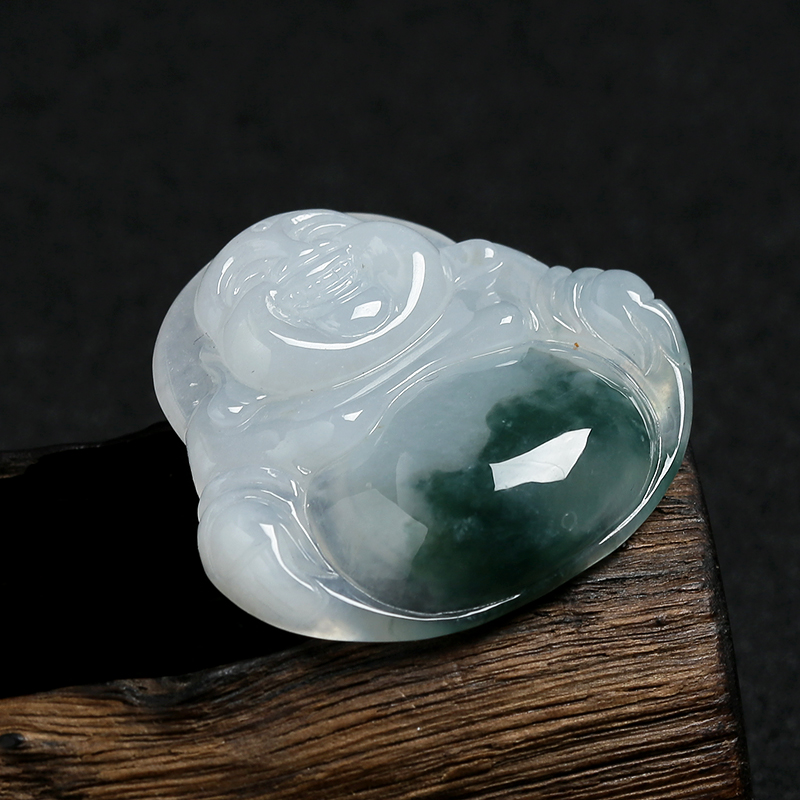 缅甸天然糯种翡翠佛挂件-红掌柜