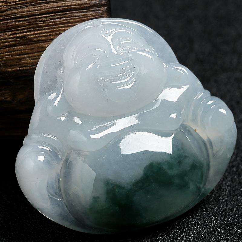 缅甸天然糯种飘花翡翠挂件-红掌柜