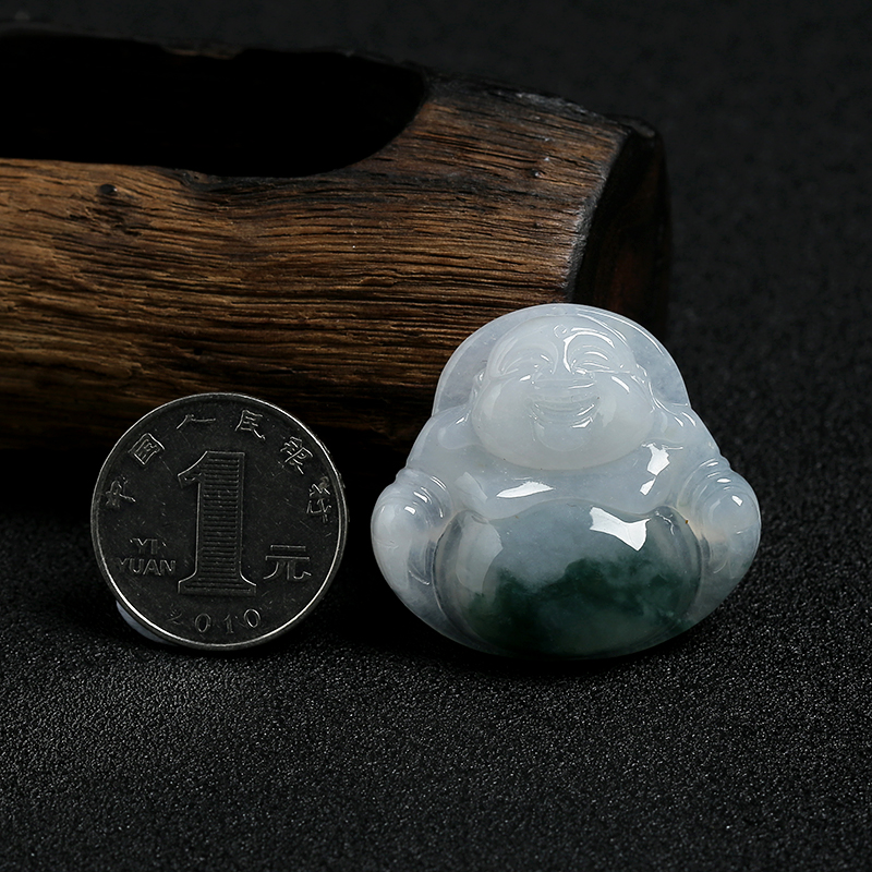 糯种飘花翡翠佛挂件-红掌柜