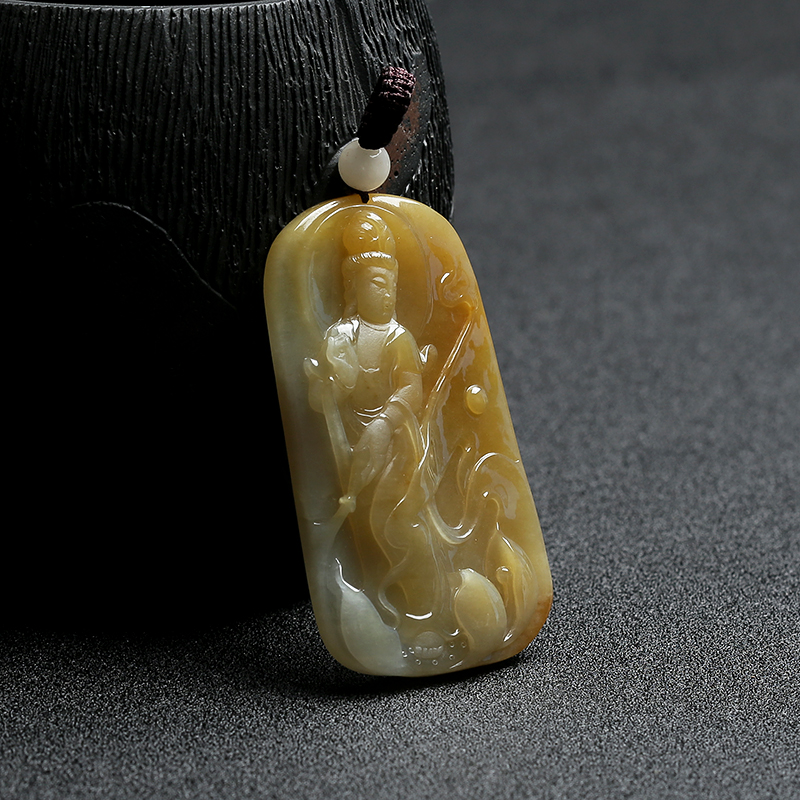天然糯种黄翡观音挂件-红掌柜