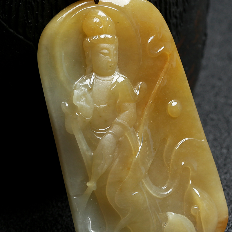 糯种黄翡观音挂件-红掌柜