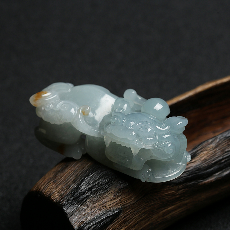 缅甸糯种蓝水翡翠貔貅挂件-红掌柜