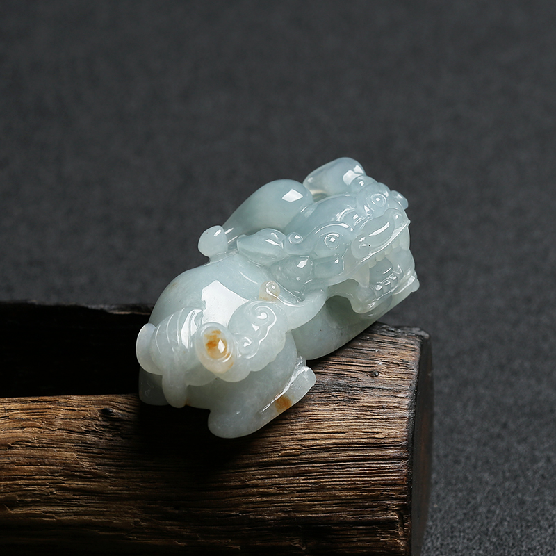 缅甸天然糯种蓝水翡翠挂件-红掌柜