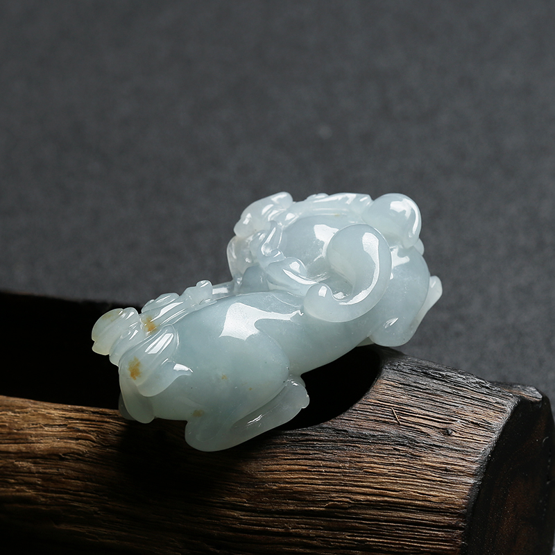 缅甸天然蓝水翡翠貔貅挂件-红掌柜