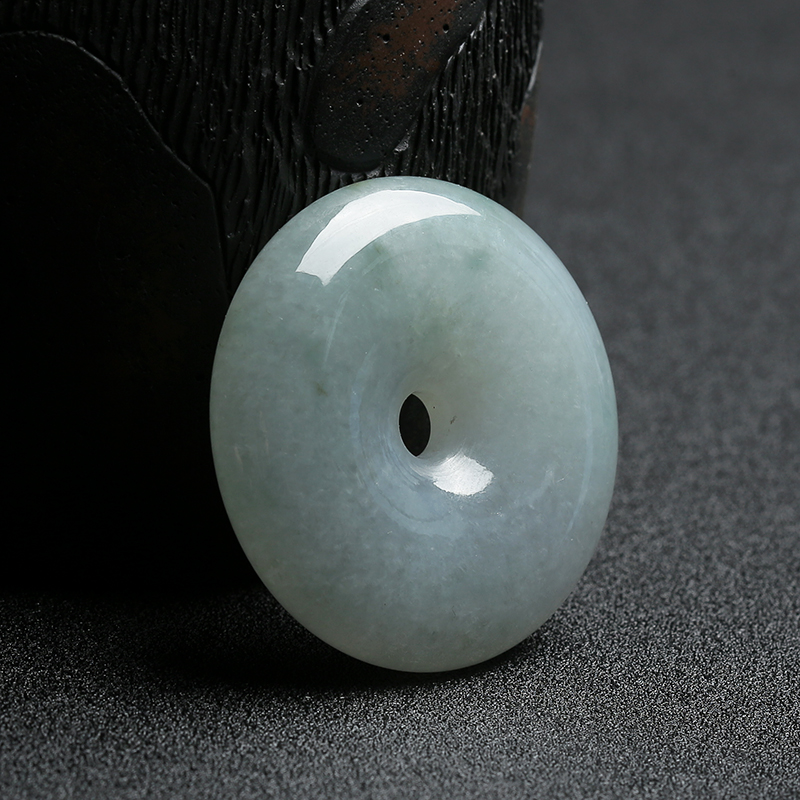 蓝绿翡翠平安扣吊坠-红掌柜