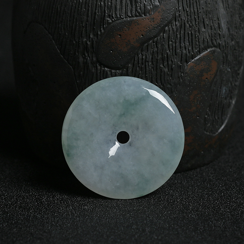 缅甸A货天然冰种浅绿飘花翡翠平安扣 - 红掌柜