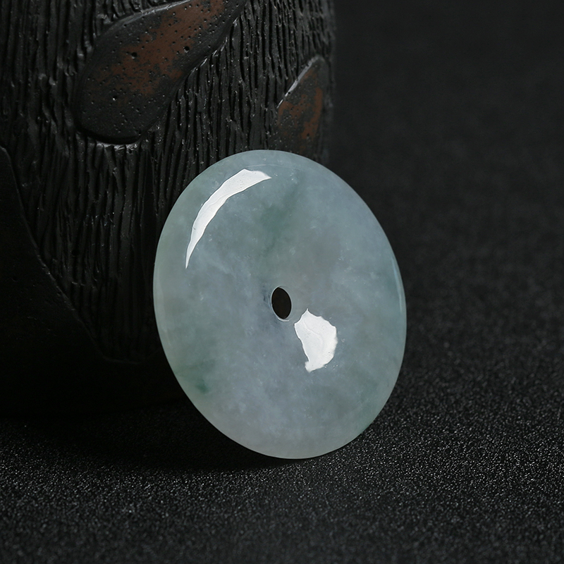 A货天然冰种浅绿飘花翡翠平安扣 - 红掌柜