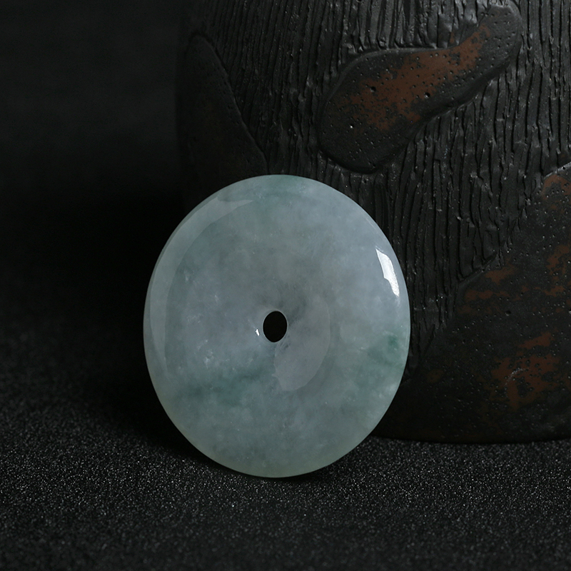 冰种浅绿飘花翡翠平安扣 - 红掌柜