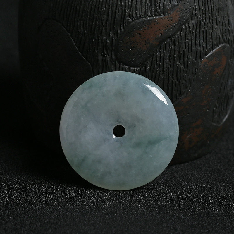 浅绿飘花翡翠平安扣 - 红掌柜