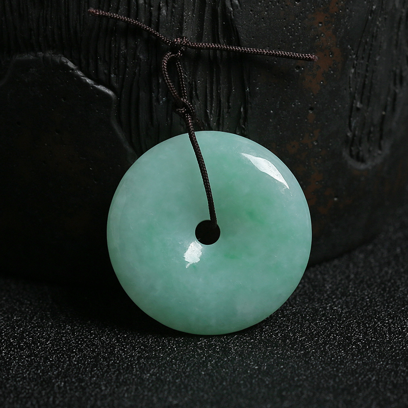 缅甸天然糯种苹果绿飘翠翡翠平安扣 - 红掌柜