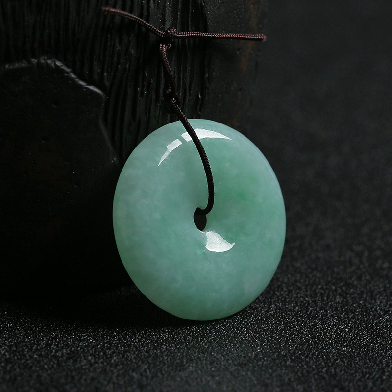 天然糯种苹果绿飘翠翡翠平安扣 - 红掌柜