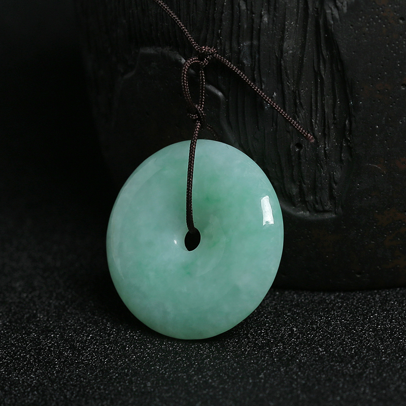 糯种苹果绿飘翠翡翠平安扣 - 红掌柜