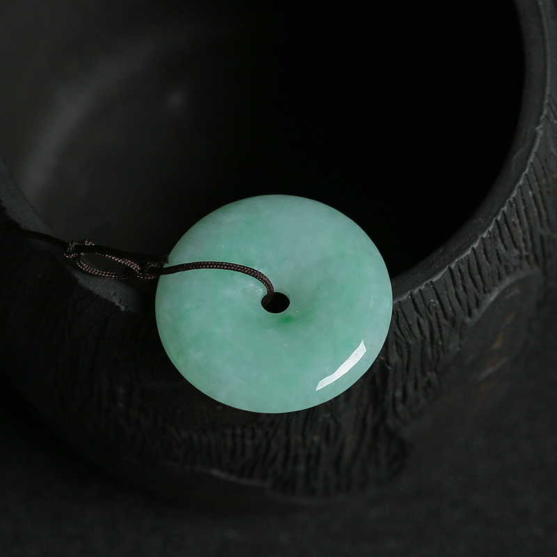 缅甸糯种苹果绿飘翠翡翠平安扣 - 红掌柜