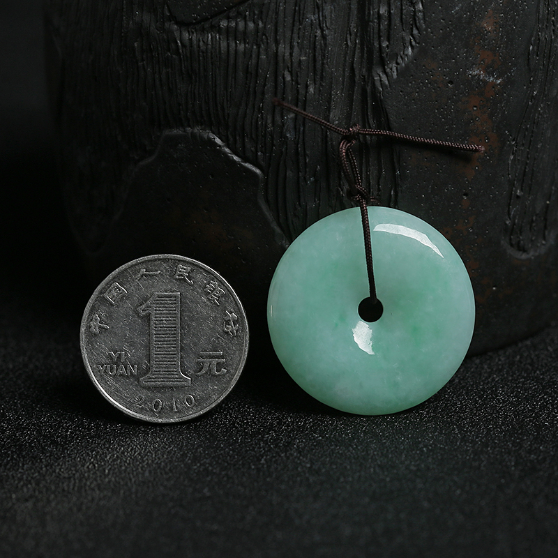 天然苹果绿飘翠翡翠平安扣 - 红掌柜