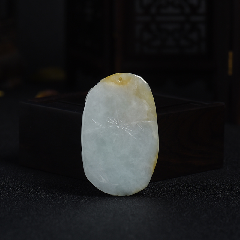 缅甸天然俏色翡翠连年有余吊坠-红掌柜