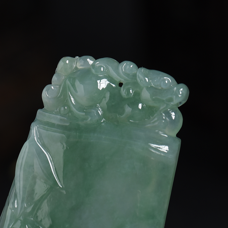 缅甸天然糯种翡翠节节高升吊坠-红掌柜