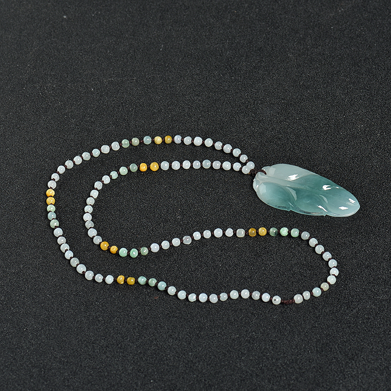 糯冰种蓝绿翡翠吊坠-红掌柜