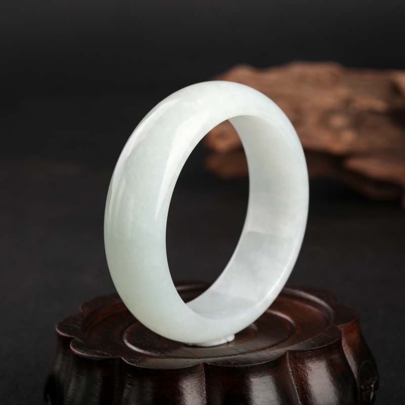 55.35#缅甸天然糯种浅绿翡翠手镯-红掌柜