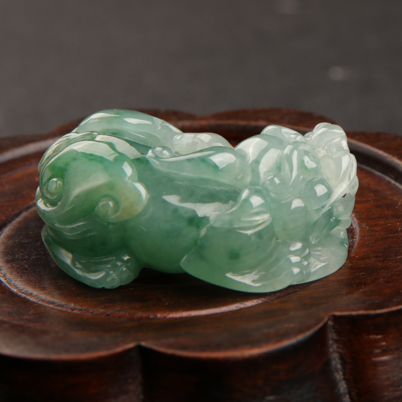 缅甸天然糯种飘花翡翠吊坠-红掌柜