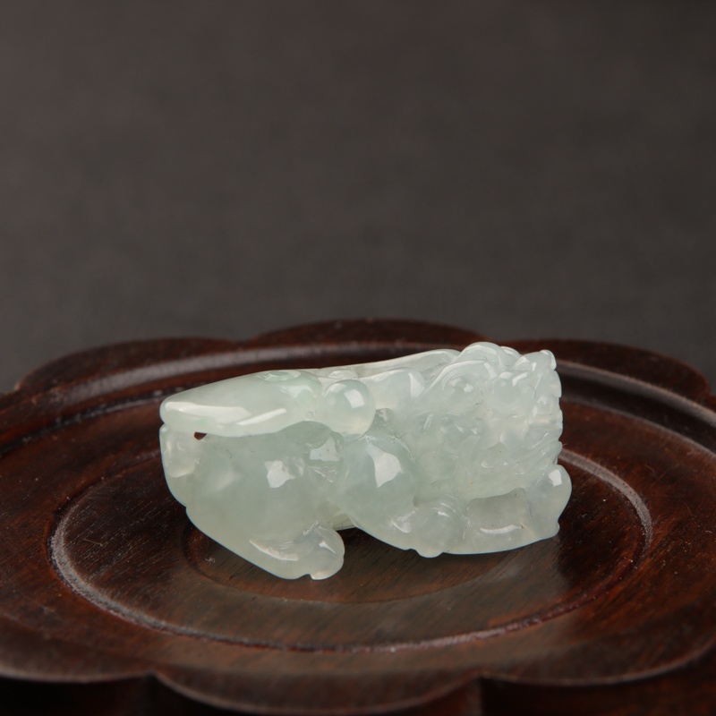 缅甸天然糯种翡翠貔貅吊坠-红掌柜