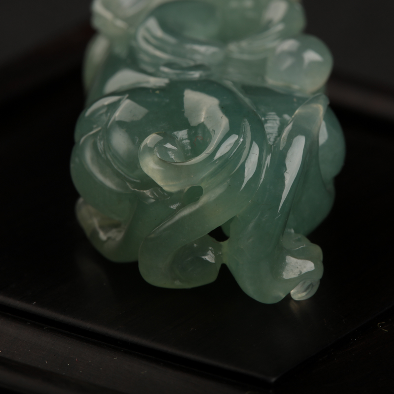 缅甸天然糯种翡翠貔貅吊坠-红掌柜