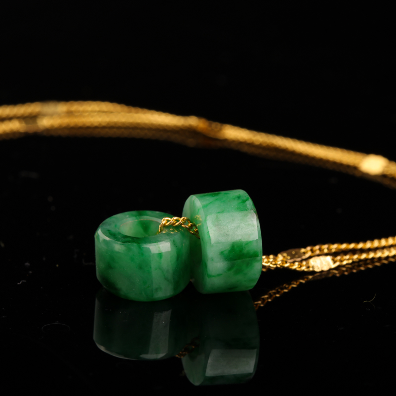 缅甸糯种飘翠翡翠路路通吊坠-红掌柜