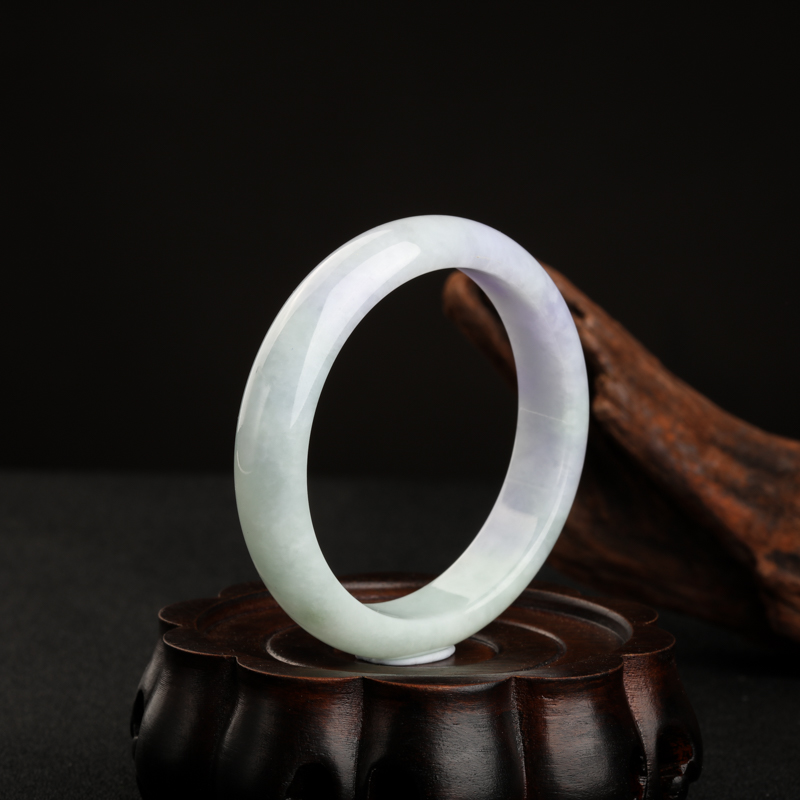 缅甸天然豆种俏色翡翠手镯-红掌柜