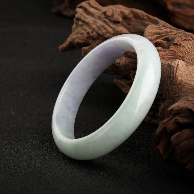 缅甸豆种俏色翡翠手镯-红掌柜