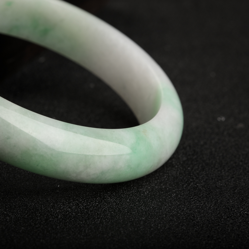 缅甸天然豆种翡翠手镯-红掌柜