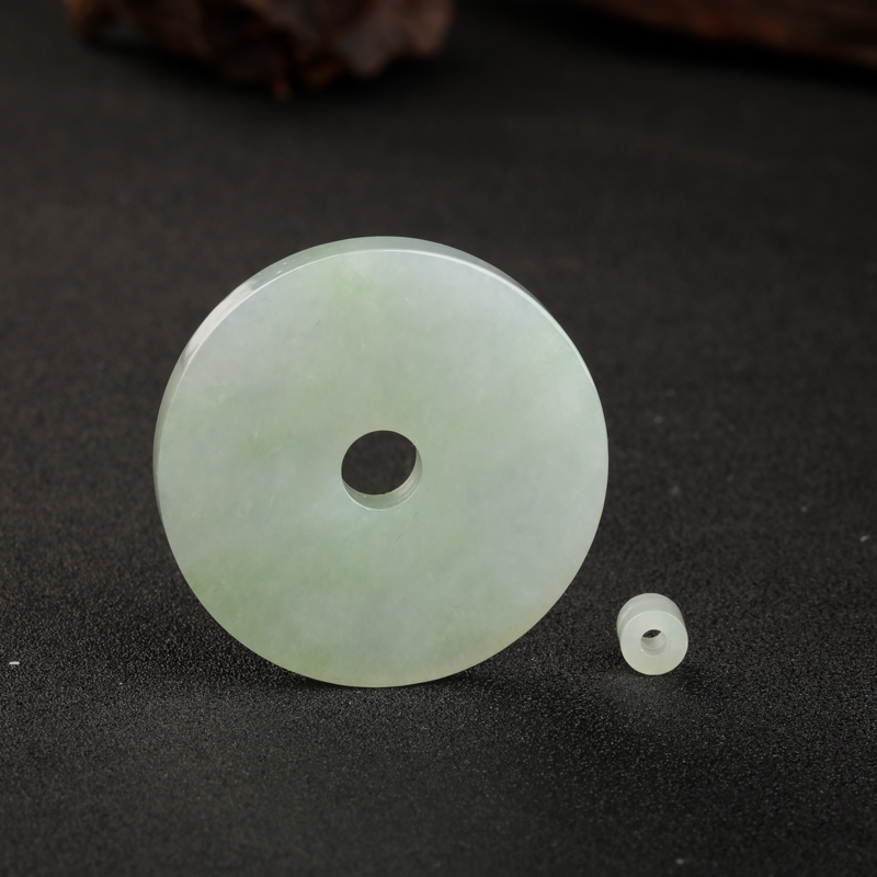 缅甸天然浅绿翡翠子母平安扣吊坠-红掌柜