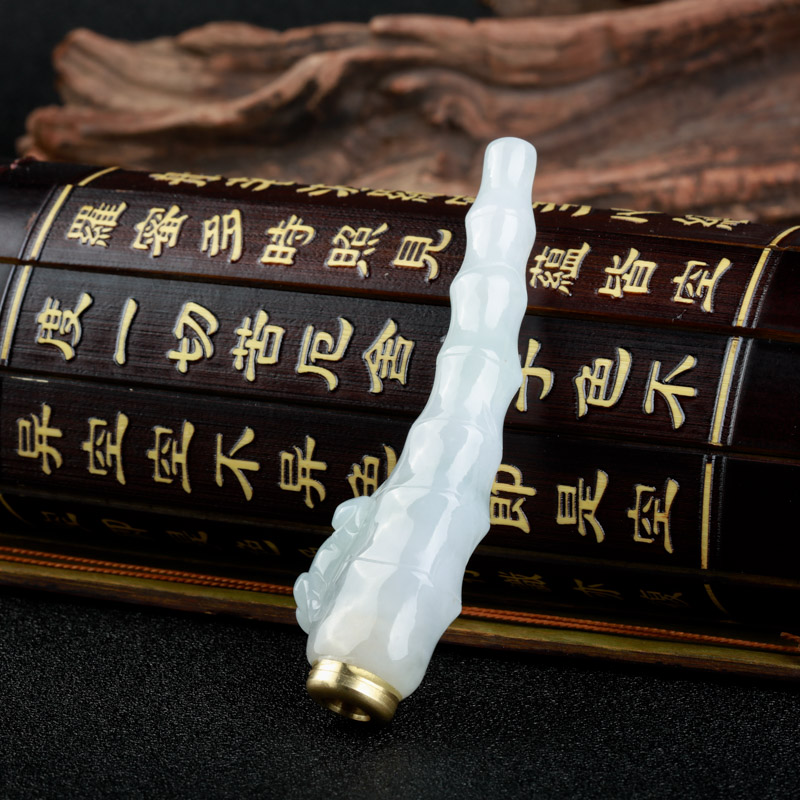 天然糯种翡翠节节高烟嘴-红掌柜