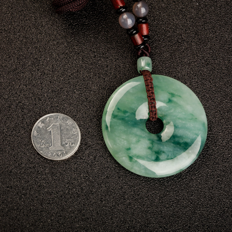 糯冰种飘花翡翠平安扣吊坠-红掌柜