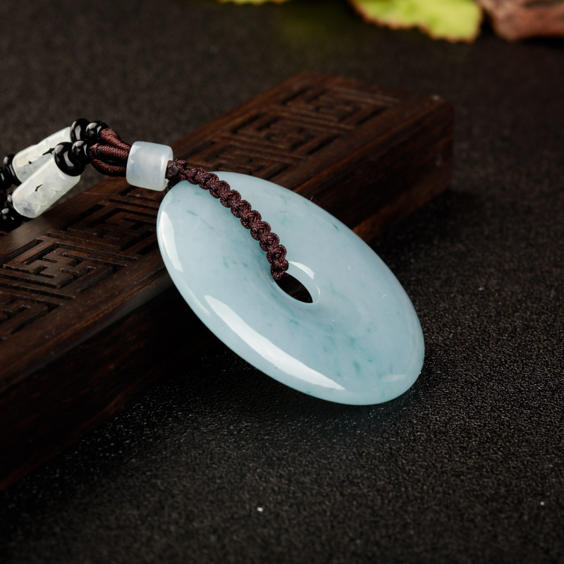 天然糯冰种飘花翡翠平安扣吊坠-红掌柜